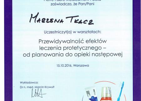 Marzena Tkacz Certyfikaty